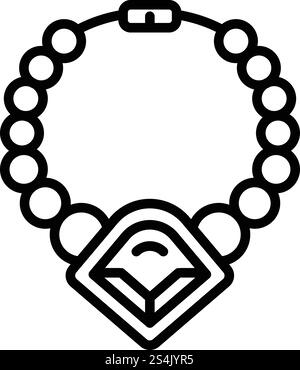 Premium necklace icon. Outline premium necklace vector icon for web design isolated on white background. Premium necklace icon, outline style Stock Vector