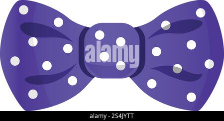 Purple dotted bowtie icon. Cartoon of purple dotted bowtie vector icon for web design isolated on white background. Purple dotted bowtie icon, cartoon style Stock Vector