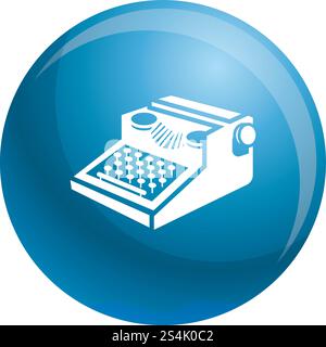 Newspaper typewriter icon. Simple illustration of newspaper typewriter vector icon for web design isolated on white background. Newspaper typewriter icon, simple style Stock Vector