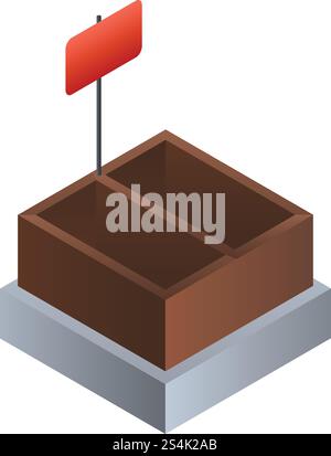 Empty supermarket box icon. Isometric of empty supermarket box vector icon for web design isolated on white background. Empty supermarket box icon, isometric style Stock Vector