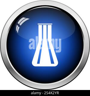 Chemical Bulbs Icon. Glossy Button Design. Vector Illustration. Stock Vector