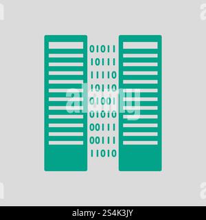 Server Icon. Green on Gray Background. Vector Illustration. Stock Vector