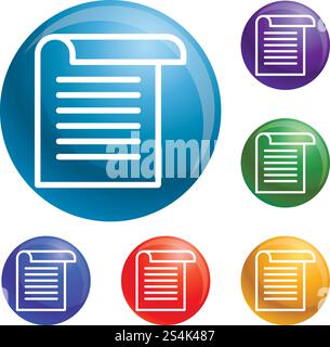 Office paper icons set vector 6 color isolated on white background. Office paper icons set vector Stock Vector