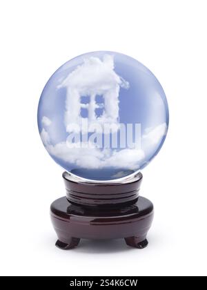 Scrying Crystal ball isolated on white background with clipping path Stock Photo