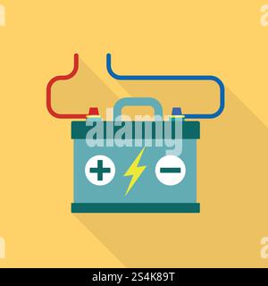 Car battery icon. Flat illustration of car battery vector icon for web design. Car battery icon, flat style Stock Vector