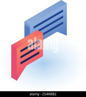 Chat bubble icon. Isometric of chat bubble vector icon for web design isolated on white background. Chat bubble icon, isometric style Stock Vector