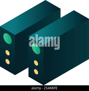 Power supply device icon. Isometric of power supply device vector icon for web design isolated on white background. Power supply device icon, isometric style Stock Vector
