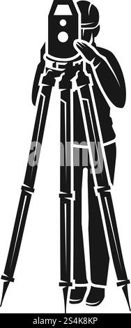 Surveyor view from the front icon. Simple illustration of surveyor view from the front vector icon for web design isolated on white background. Surveyor view from the front icon, simple style Stock Vector