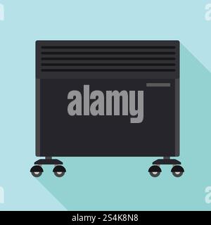 Black room heater icon. Flat illustration of black room heater vector icon for web design. Black room heater icon, flat style Stock Vector