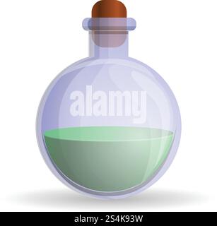 Green flask icon. Cartoon of green flask vector icon for web design isolated on white background. Green flask icon, cartoon style Stock Vector
