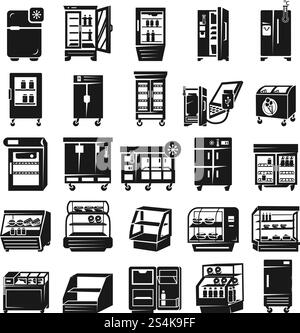 Freezer icon set. Simple set of freezer vector icons for web design on white background. Freezer icon set, simple style Stock Vector