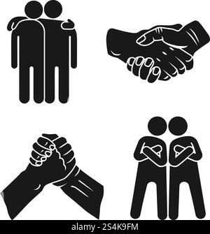 Brotherhood icon set. Simple set of brotherhood vector icons for web design on white background. Brotherhood icon set, simple style Stock Vector