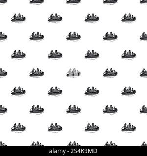 Migrant family boat pattern seamless vector repeat for any web design. Migrant family boat pattern seamless vector Stock Vector