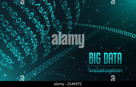 Big data visualization banner. Realistic illustration of big data visualization vector banner for web design. Big data visualization banner, realistic style Stock Vector