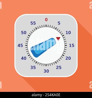 Kitchen timer icon. Flat illustration of kitchen timer vector icon for web design. Kitchen timer icon, flat style Stock Vector