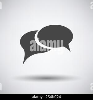 Chat Icon. Dark Gray on Gray Background With Round Shadow. Vector Illustration. Stock Vector