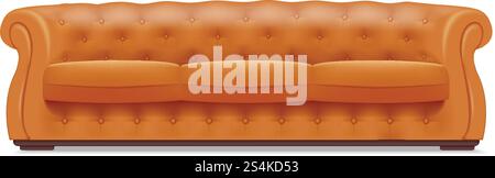 Gold leather sofa icon. Realistic illustration of gold leather sofa vector icon for web design isolated on white background. Gold leather sofa icon, realistic style Stock Vector