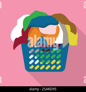 Basket of dirty clothes icon. Flat illustration of basket of dirty clothes vector icon for web design. Basket of dirty clothes icon, flat style Stock Vector