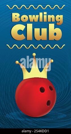 Bowling club banner. Realistic illustration of bowling club vector banner for web design. Bowling club banner, realistic style Stock Vector