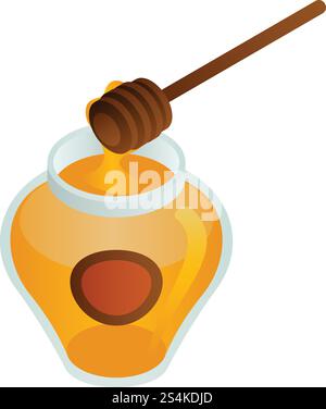 Golden honey jar icon. Isometric of golden honey jar vector icon for web design isolated on white background. Golden honey jar icon, isometric style Stock Vector