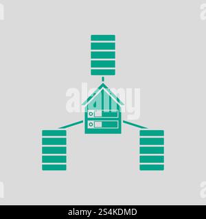 Datacenter Icon. Green on Gray Background. Vector Illustration. Stock Vector
