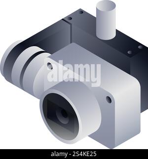 Drone action camera icon. Isometric of drone action camera vector icon for web design isolated on white background. Drone action camera icon, isometric style Stock Vector