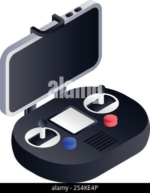 Smartphone drone remote control icon. Isometric of smartphone drone remote control vector icon for web design isolated on white background. Smartphone drone remote control icon, isometric style Stock Vector