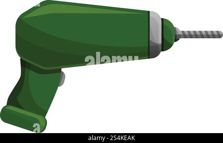 Green drill icon. Cartoon of green drill vector icon for web design isolated on white background. Green drill icon, cartoon style Stock Vector