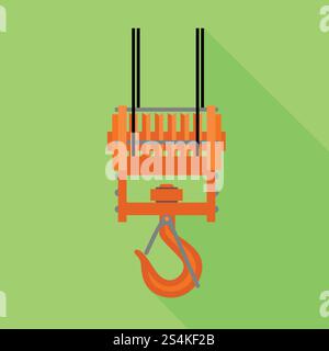 Hook crane icon. Flat illustration of hook crane vector icon for web design. Hook crane icon, flat style Stock Vector