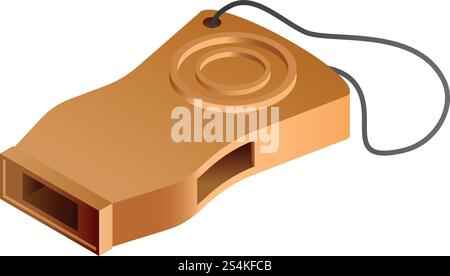 Brown whistle icon. Isometric of brown whistle vector icon for web design isolated on white background. Brown whistle icon, isometric style Stock Vector