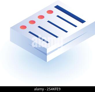 Paper stack icon. Isometric of paper stack vector icon for web design isolated on white background. Paper stack icon, isometric style Stock Vector