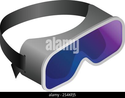Ski glasses mask icon. Isometric of ski glasses mask vector icon for web design isolated on white background. Ski glasses mask icon, isometric style Stock Vector