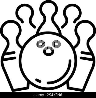 Bowling game icon. Outline bowling game vector icon for web design isolated on white background. Bowling game icon, outline style Stock Vector