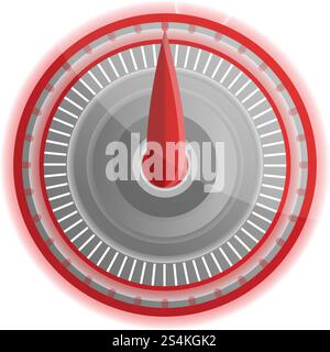 Red led speedometer icon. Cartoon of red led speedometer vector icon for web design isolated on white background. Red led speedometer icon, cartoon style Stock Vector