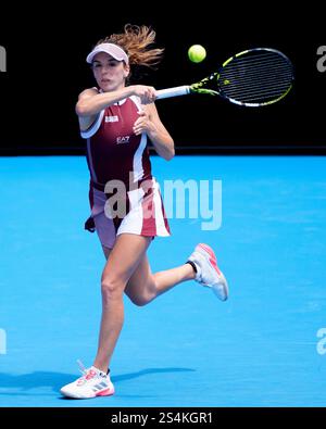 Melbourne, Australia. 13th Jan, 2025. LUCIA BRONZETTI of Italy in action against 21st seed VICTORIA AZARENKA of Belarus on KIA Arena in a Women's Singles 1st round match on day 2 of the 2025 Australian Open in Melbourne, Australia. Sydney Low/Cal Sport Media/Alamy Live News Stock Photo