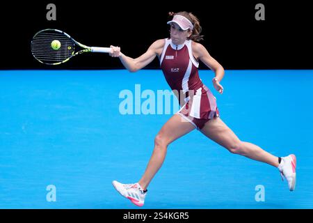 Melbourne, Australia. 13th Jan, 2025. LUCIA BRONZETTI of Italy in action against 21st seed VICTORIA AZARENKA of Belarus on KIA Arena in a Women's Singles 1st round match on day 2 of the 2025 Australian Open in Melbourne, Australia. Sydney Low/Cal Sport Media/Alamy Live News Stock Photo