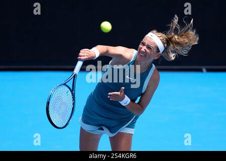 Melbourne, Australia. 13th Jan, 2025. 21st seed VICTORIA AZARENKA of Belarus in action against LUCIA BRONZETTI of Italy on KIA Arena in a Women's Singles 1st round match on day 2 of the 2025 Australian Open in Melbourne, Australia. Sydney Low/Cal Sport Media/Alamy Live News Stock Photo