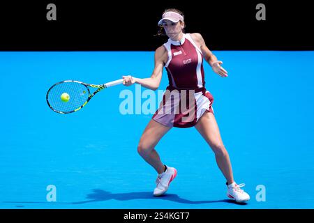 Melbourne, Australia. 13th Jan, 2025. LUCIA BRONZETTI of Italy in action against 21st seed VICTORIA AZARENKA of Belarus on KIA Arena in a Women's Singles 1st round match on day 2 of the 2025 Australian Open in Melbourne, Australia. Sydney Low/Cal Sport Media/Alamy Live News Stock Photo