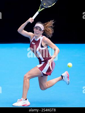 Melbourne, Australia. 13th Jan, 2025. LUCIA BRONZETTI of Italy in action against 21st seed VICTORIA AZARENKA of Belarus on KIA Arena in a Women's Singles 1st round match on day 2 of the 2025 Australian Open in Melbourne, Australia. Sydney Low/Cal Sport Media/Alamy Live News Stock Photo