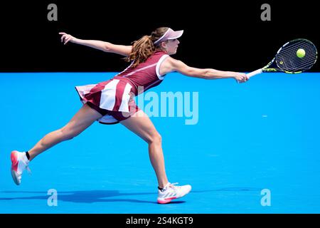 Melbourne, Australia. 13th Jan, 2025. LUCIA BRONZETTI of Italy in action against 21st seed VICTORIA AZARENKA of Belarus on KIA Arena in a Women's Singles 1st round match on day 2 of the 2025 Australian Open in Melbourne, Australia. Sydney Low/Cal Sport Media/Alamy Live News Stock Photo