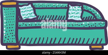 Corner sofa icon. Hand drawn illustration of corner sofa vector icon for web design. Corner sofa icon, hand drawn style Stock Vector