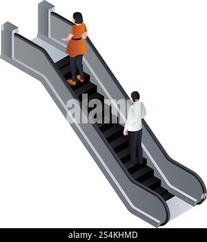 Move up escalator icon. Isometric of move up escalator vector icon for web design isolated on white background. Move up escalator icon, isometric style Stock Vector