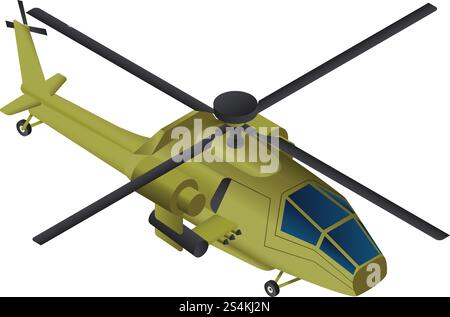 Fight helicopter icon. Isometric of fight helicopter vector icon for web design isolated on white background. Fight helicopter icon, isometric style Stock Vector
