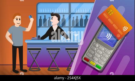 Nfc technology concept background. Cartoon illustration of nfc technology vector concept background for web design. Nfc technology concept background, cartoon style Stock Vector