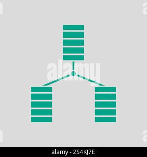 Database Icon. Green on Gray Background. Vector Illustration. Stock Vector