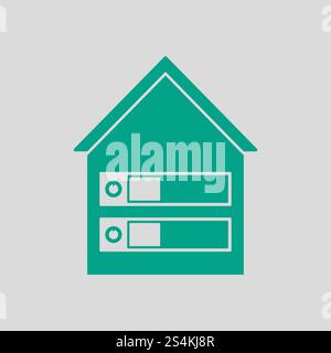 Datacenter Icon. Green on Gray Background. Vector Illustration. Stock Vector
