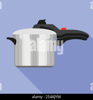 Hand pressure cooker icon. Flat illustration of hand pressure cooker vector icon for web design. Hand pressure cooker icon, flat style Stock Vector