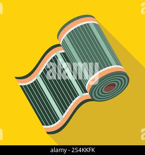 Rolled heater floor icon. Flat illustration of rolled heater floor vector icon for web design. Rolled heater floor icon, flat style Stock Vector