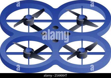 Blue drone icon. Isometric of blue drone vector icon for web design isolated on white background. Blue drone icon, isometric style Stock Vector