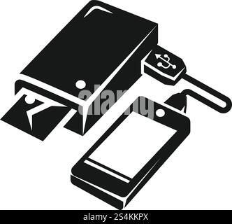 Mobile photo printer icon. Simple illustration of mobile photo printer vector icon for web design isolated on white background. Mobile photo printer icon, simple style Stock Vector